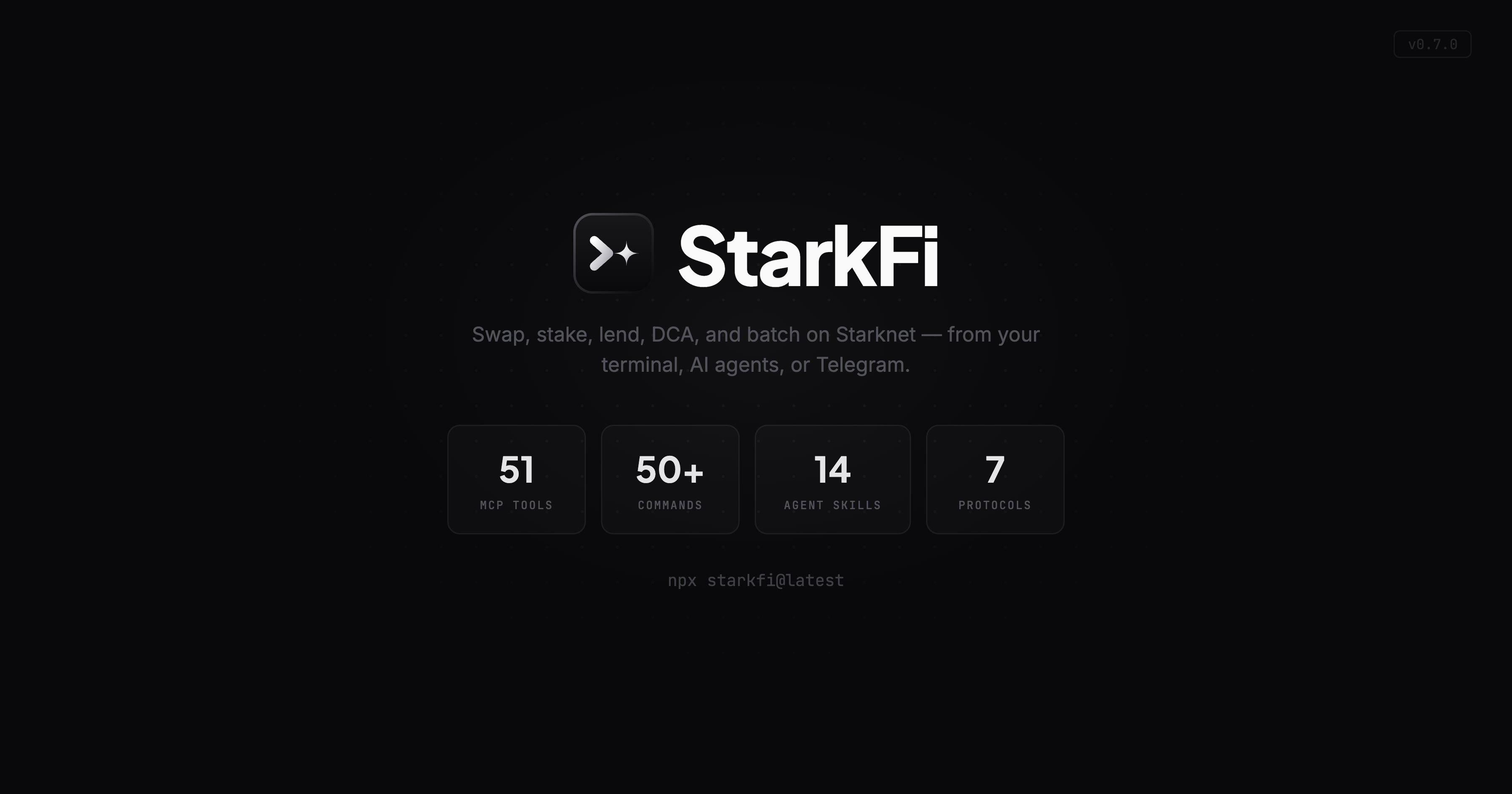 StarkFi | Starknet DeFi CLI + MCP Server + Agent Skills